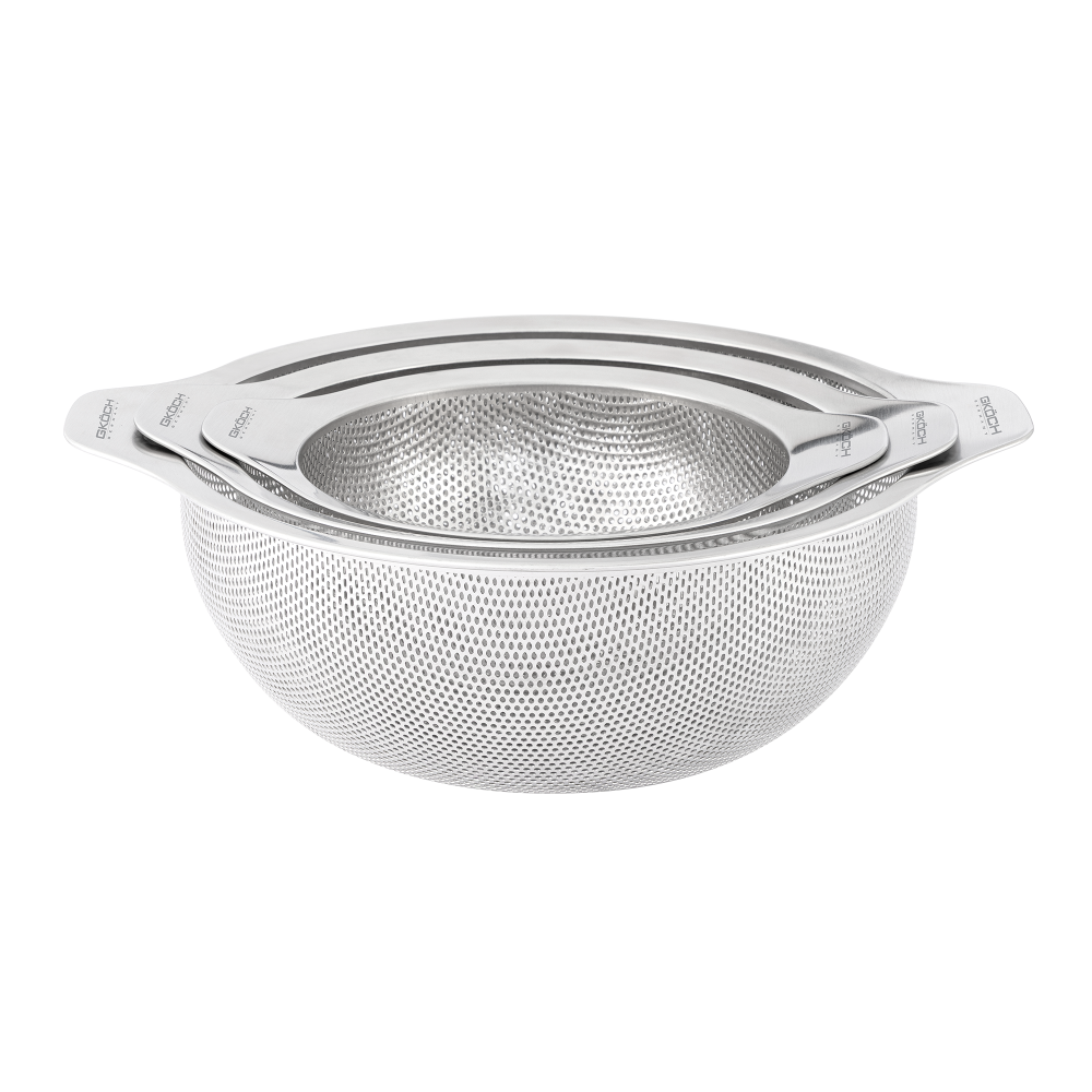 GKÖCH Edelstahlsieb-Set mit integrierten Griffen MYDH0305, 3-teillig (2) (Custom)