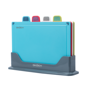 GKÖCH SCHNEIDEBRETT-SET MIT STÄNDER, 4-TEILLIG