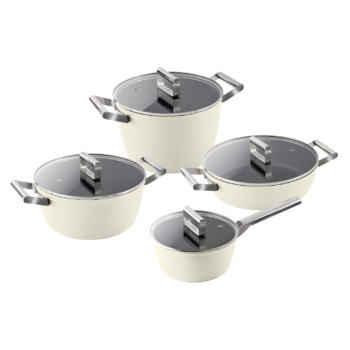 GKÖCH geschmiedetes Aluminum Topf-set KFBSET4, 4-teillig -  Creme
