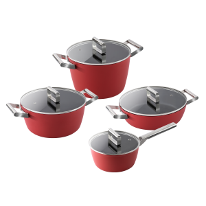 Alternative view of GKÖCH GESCHMIEDETES ALUMINUM TOPF-SET, 4-TEILLIG -RED