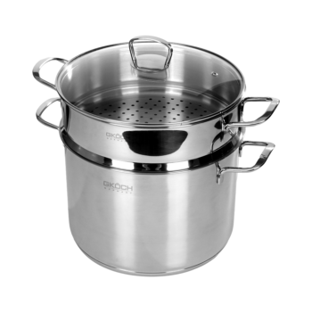 GKÖCH Suppentopf mit Dämpfeinsatz und Glasdeckel, Ø28 cm